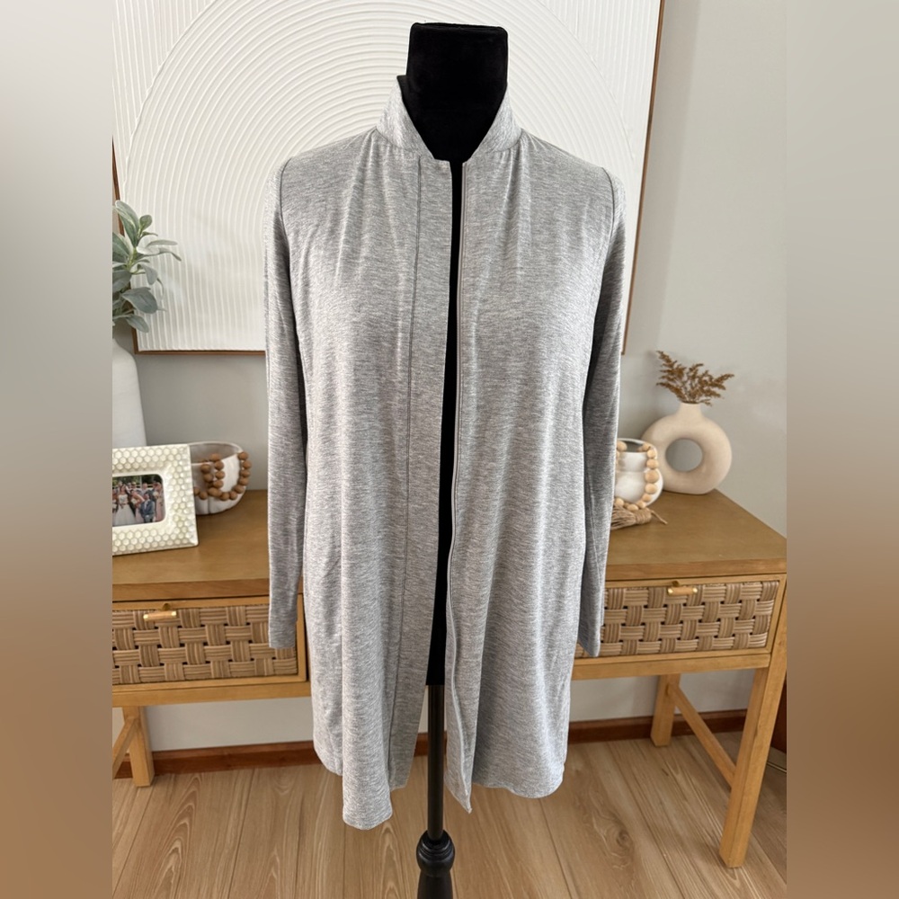 Eileen Fisher Gray Open Front Zip Cardigan Size XXS